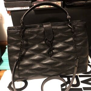 Rebecca Minkoff Black Quilted Large Edie Top Handle Crossbody Bag